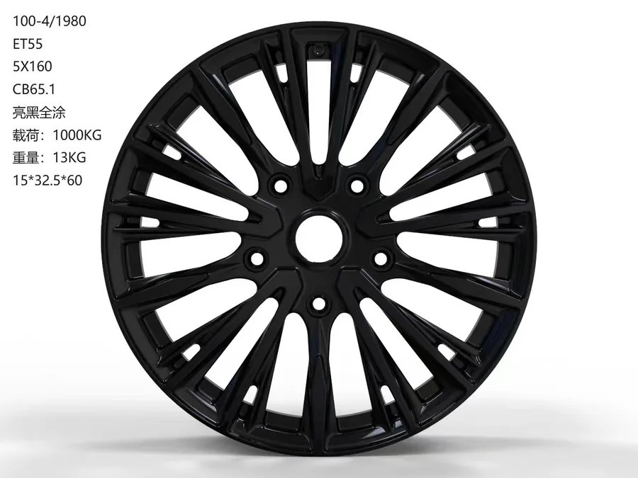 0100 alloy wheel rim – Gloss Black (Full Paint)