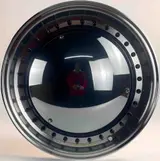 REW024 alloy wheel – Gloss Black Machined Lip + Black Rivets, photo 3