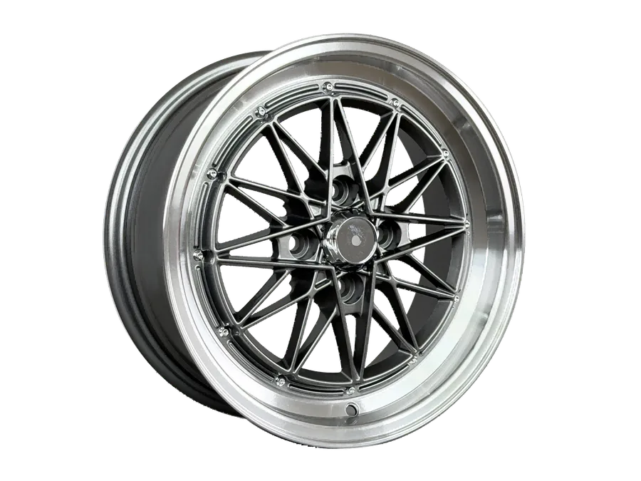 WD013 alloy wheel rim – Gunmetal Machined Lip + Rivets