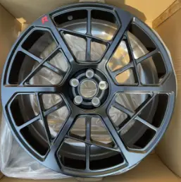 WD0385 alloy wheel rim – Matte Black + Red Lettering