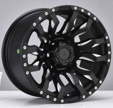 WD124 alloy wheel rim – Matte Black + Milled Spokes and Rivet Holes
