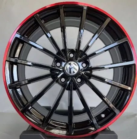 WD174 alloy wheel rim – Gloss Black + Red Lip