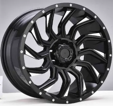 WD192 alloy wheel rim – Gloss Black + Milled Spokes and Rivet Holes
